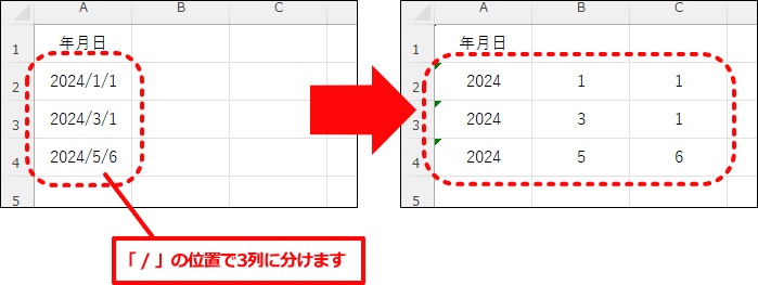 Excel 区切り位置