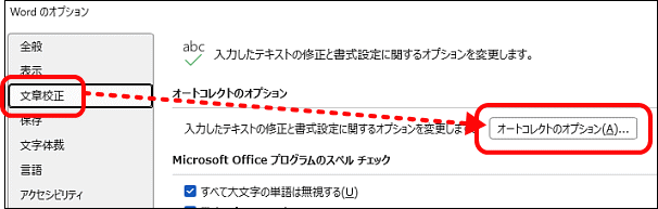 オートコレクトのオプション