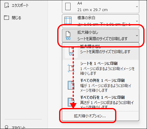 拡大縮小オプション